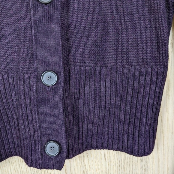 LOFT Women's Wool Blend Purple Button Up Sweater Cardigan Size Medium - Picture 2 of 8